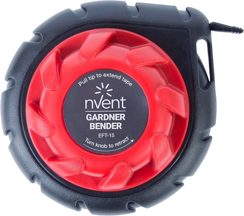 EFT-15 Mini Cable Snake, cinta pasacables de acero de 15 pies, cinta pasacables de alambre eléctrico, rojo y negro | Cinta para cables eléctricos, cinta plana compacta de acero para instalación de cables en paredes y techos, roja y negra (anteriormente: Gardner Bender)