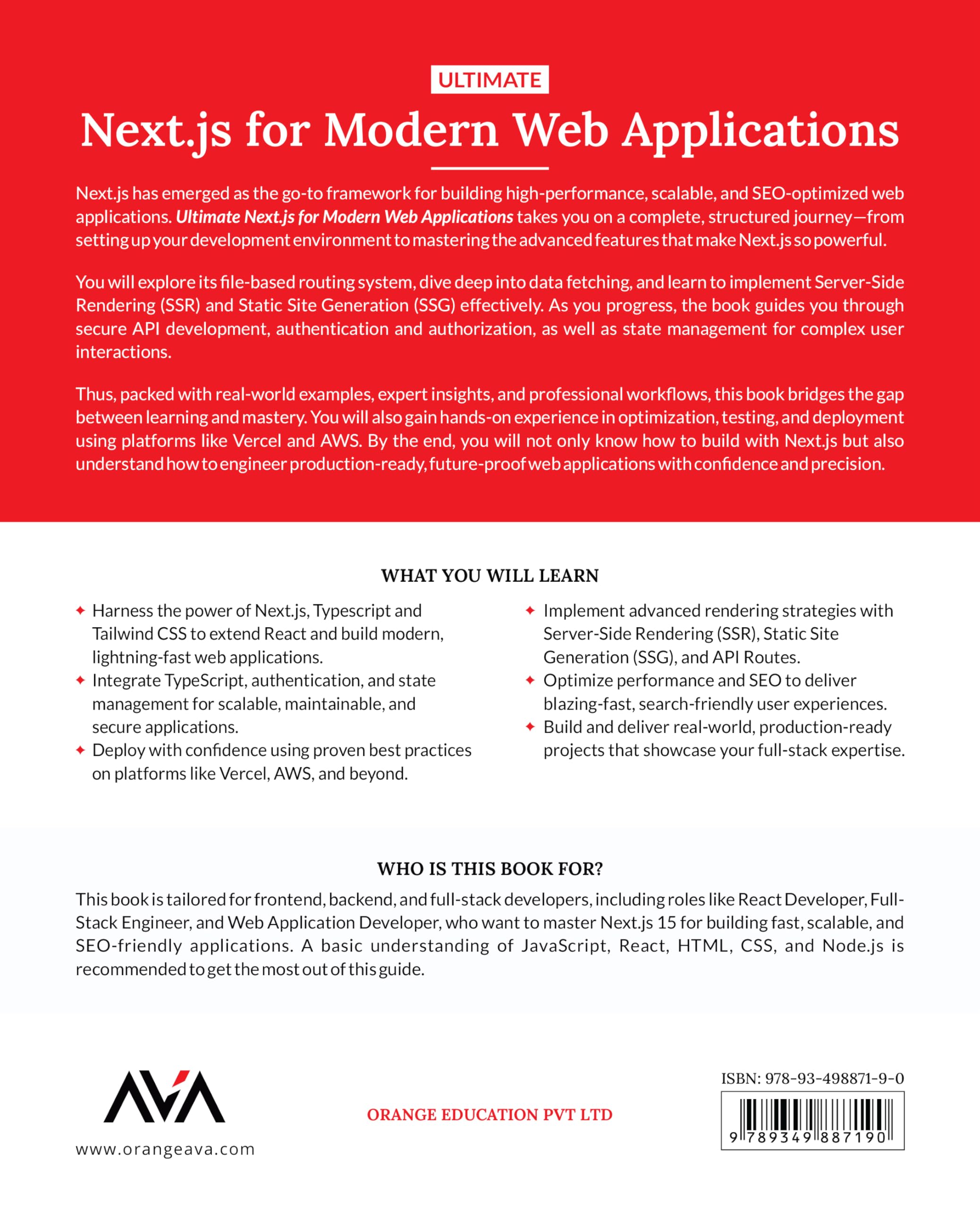 Ultimate Next.js for Modern Web Applications: Master Modern Web Development and Build High-Performance Scalable, SEO-Optimized Applications with Next.js, Typescript and Tailwind CSS (English Edition)