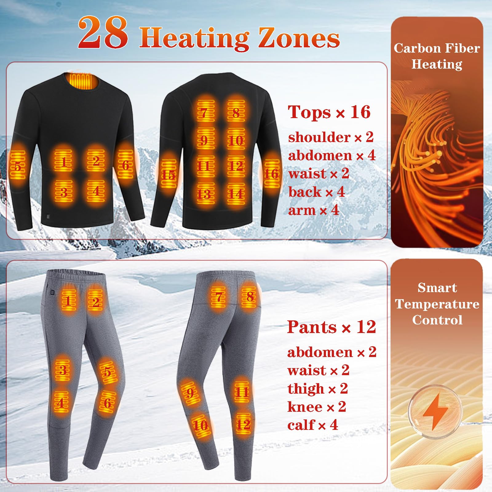 VLOBAOM Women's Heated Thermal Underwear Top, Heated Pants for Men, Fleece Lined Thermal Underwear Shirts Pants,2XL, Grey Women Pants