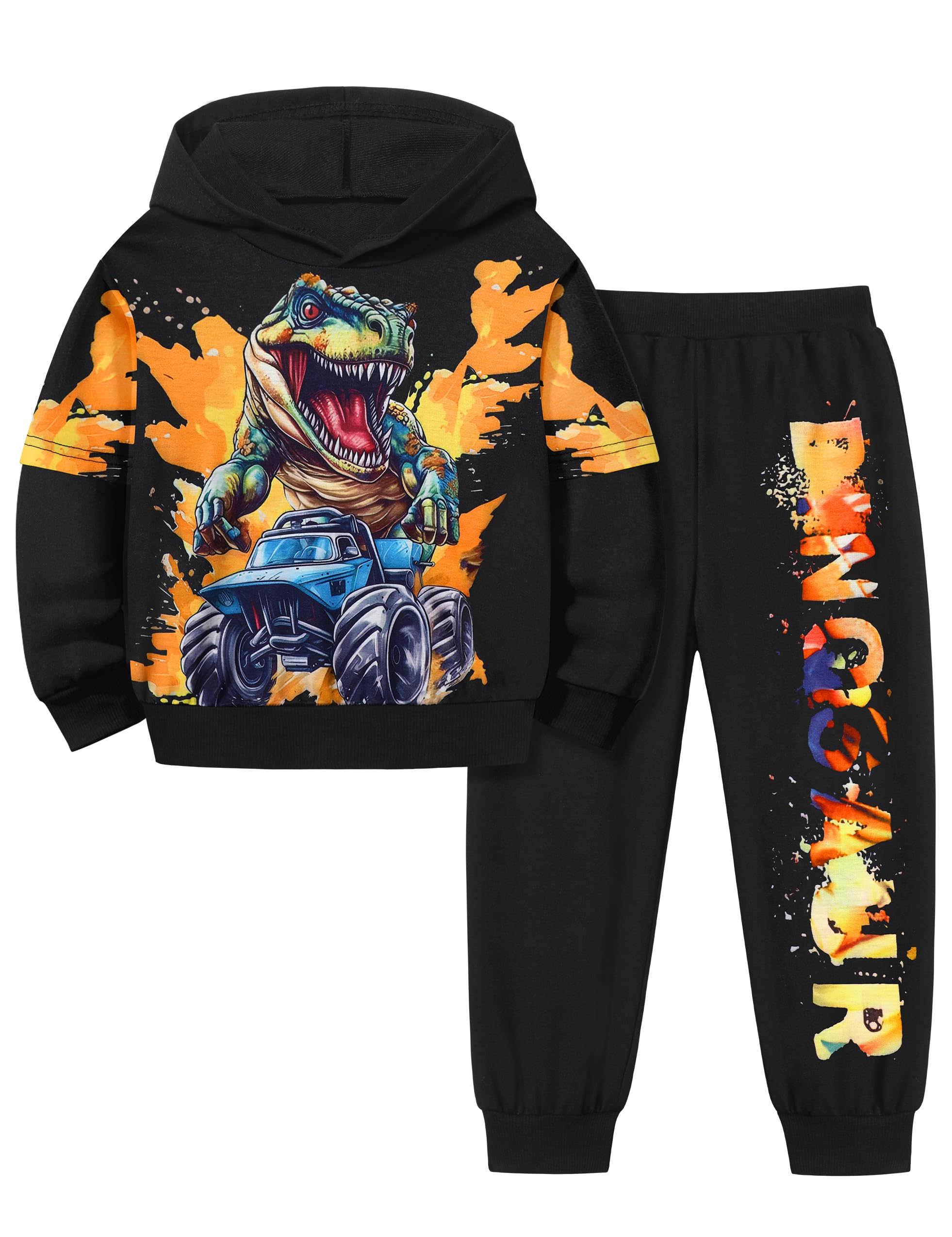 Toddler Boy Clothes Dinosaur Printed Hoodies Toddler Clothes for Boys Long Sleeve Sweatpants Set T-Rex Outfits 3-7t