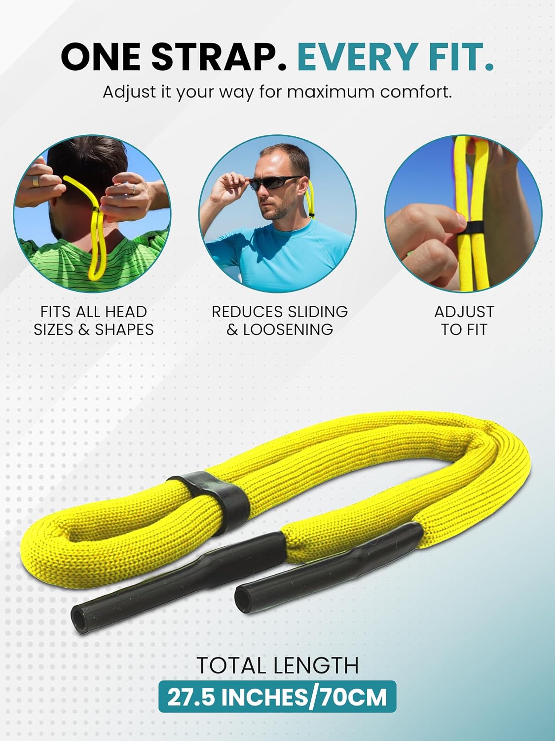 SPORTS WORLD VISION Floatable Glasses Strap – Neon Sunglass Holder Cord for Water Sports, Adjustable Anti-Slip, 1–2 Pack