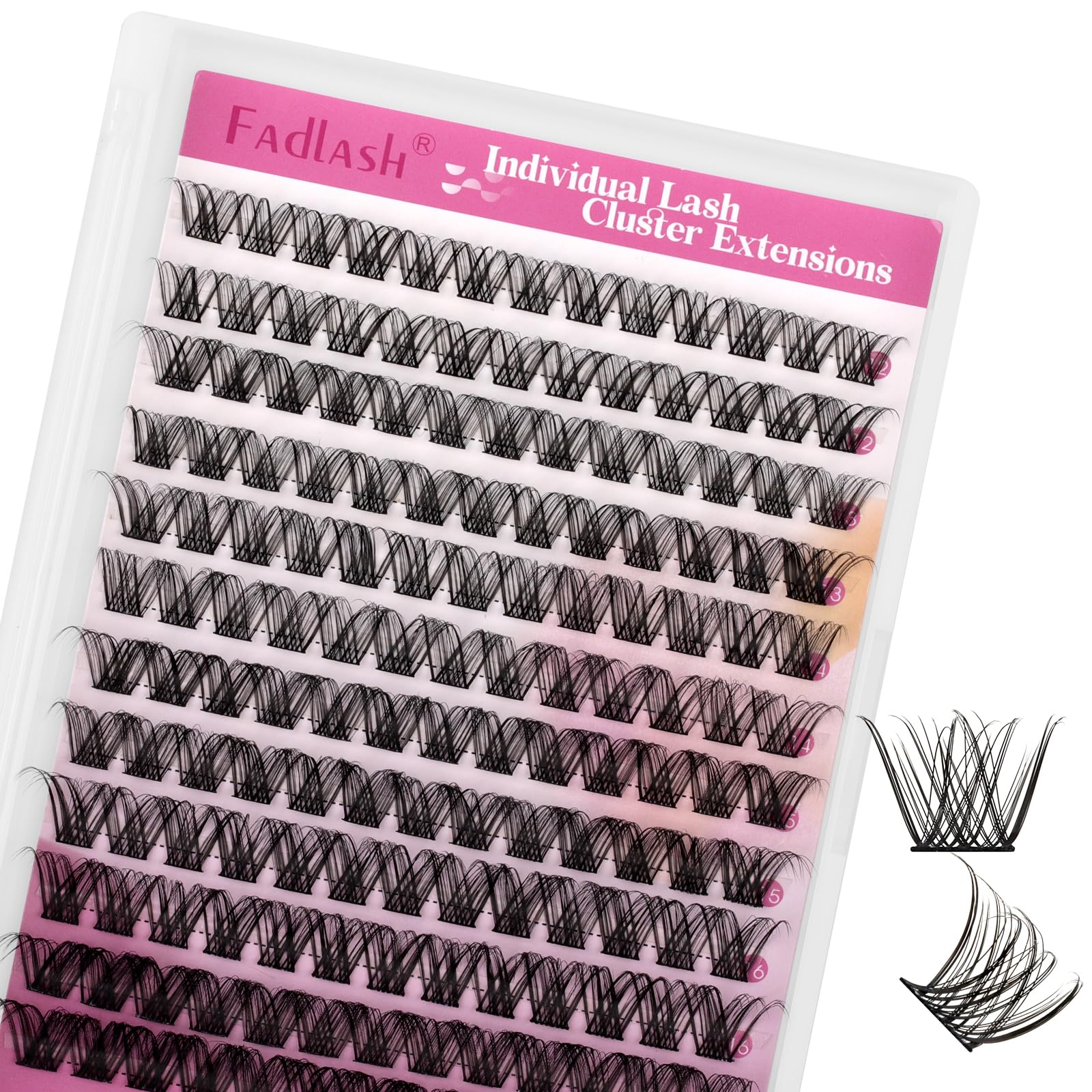 FADLASH Faux Cils FADLASH Cluster Individuel Cils a Cils 144pcs 0.07D 8-16mm DIY Réutilisable Extension Cils Bouquet(F5)