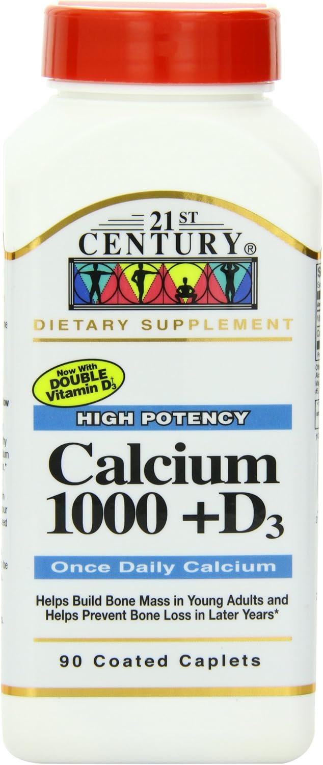 21st Century Calcium, 1000mg Plus Vitamin D, 90 Tablets (Pack of 4)