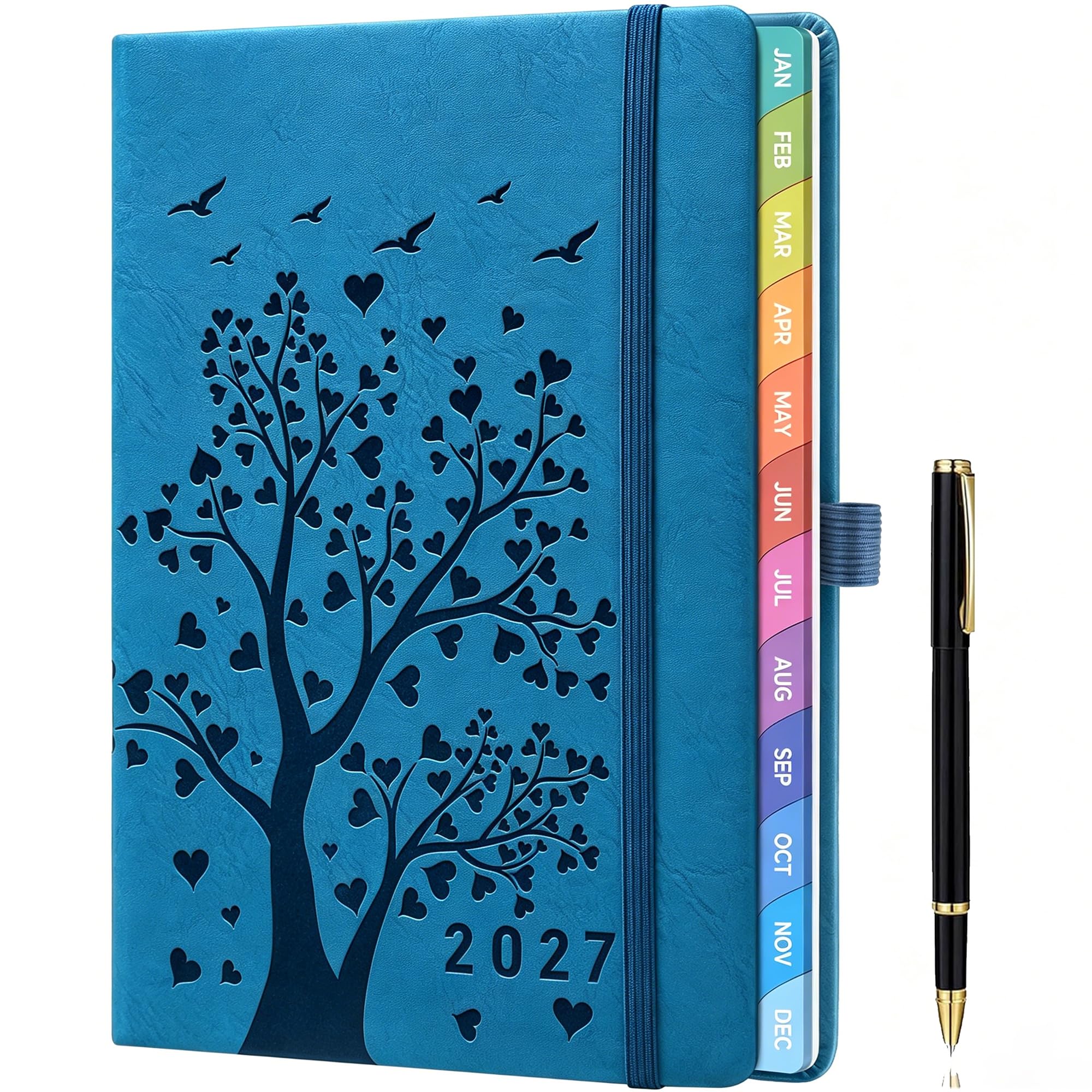 2027 Weekly Diary A5 – Week-to-View Planner with Elastic Closure, Pen Loop & Inner Pocket, 100 GSM Paper, Weekly Planner for Work, Appointments & Personal Organisation, Light Blue