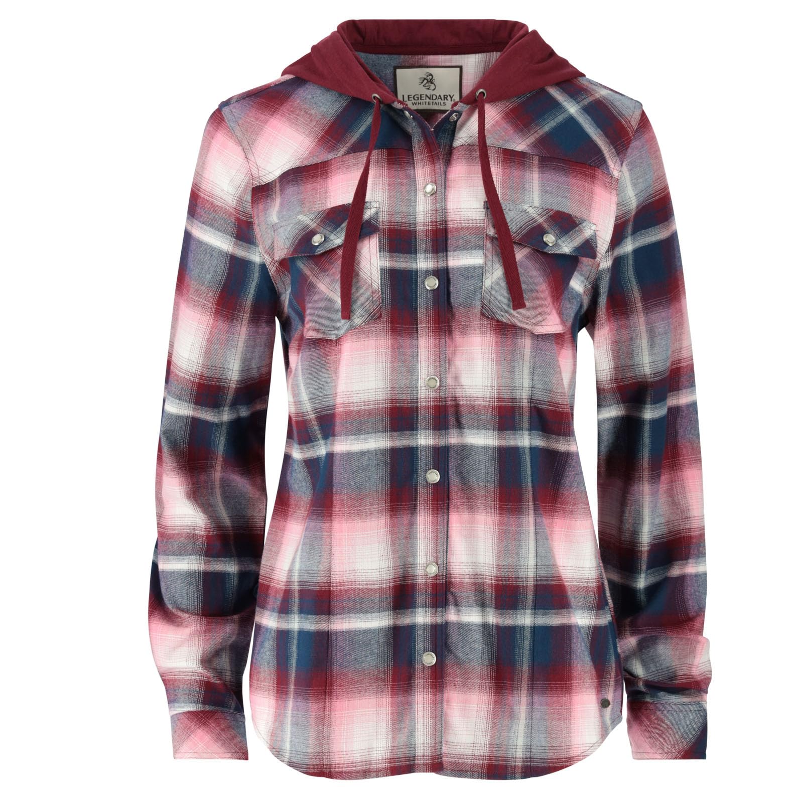 Legendary Whitetails Women's Lumber Jane Hooded Flannel Shirt, Manhattan Plaid, S