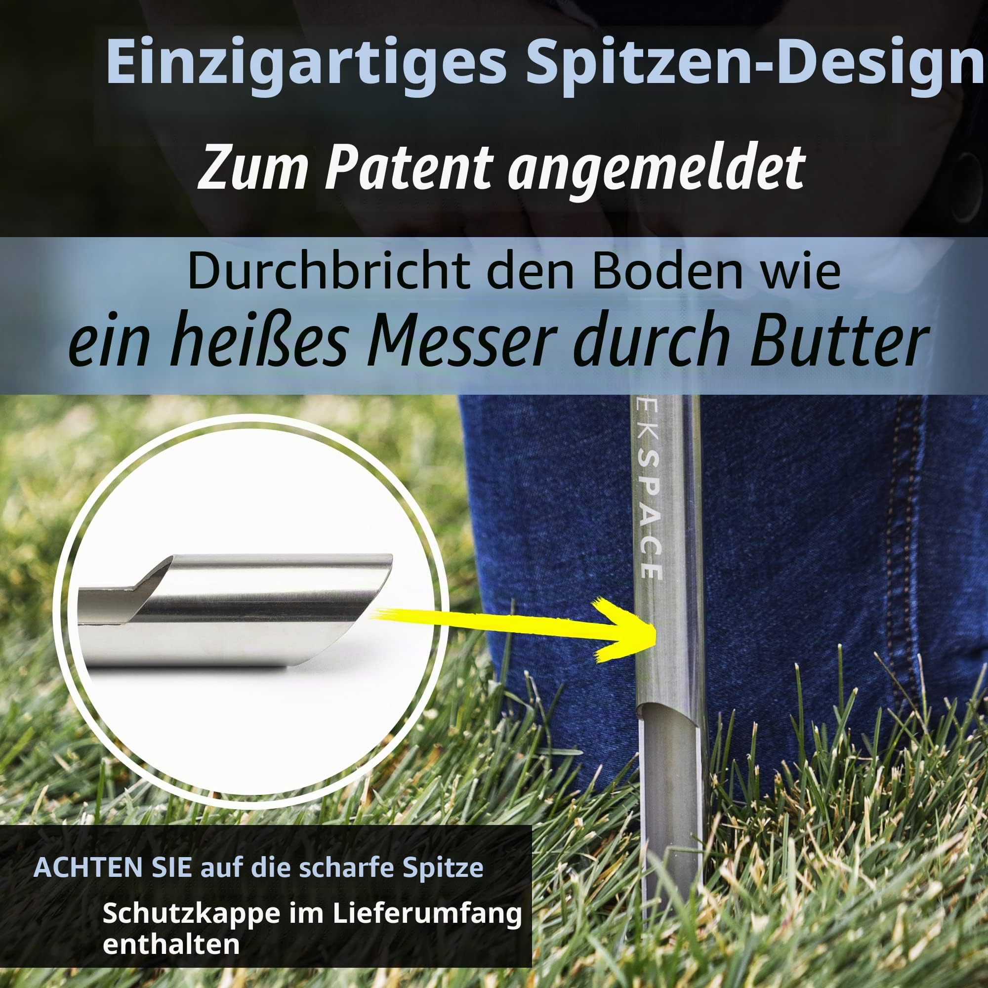 Bodensonde mit kleinen Bodenprobenbeuteln. 50,8 cm-Bodenprobensondenstab. Zum Patent angemeldetes Bodensondendesign für saubere Schichten bei der Bodenprobenentnahme
