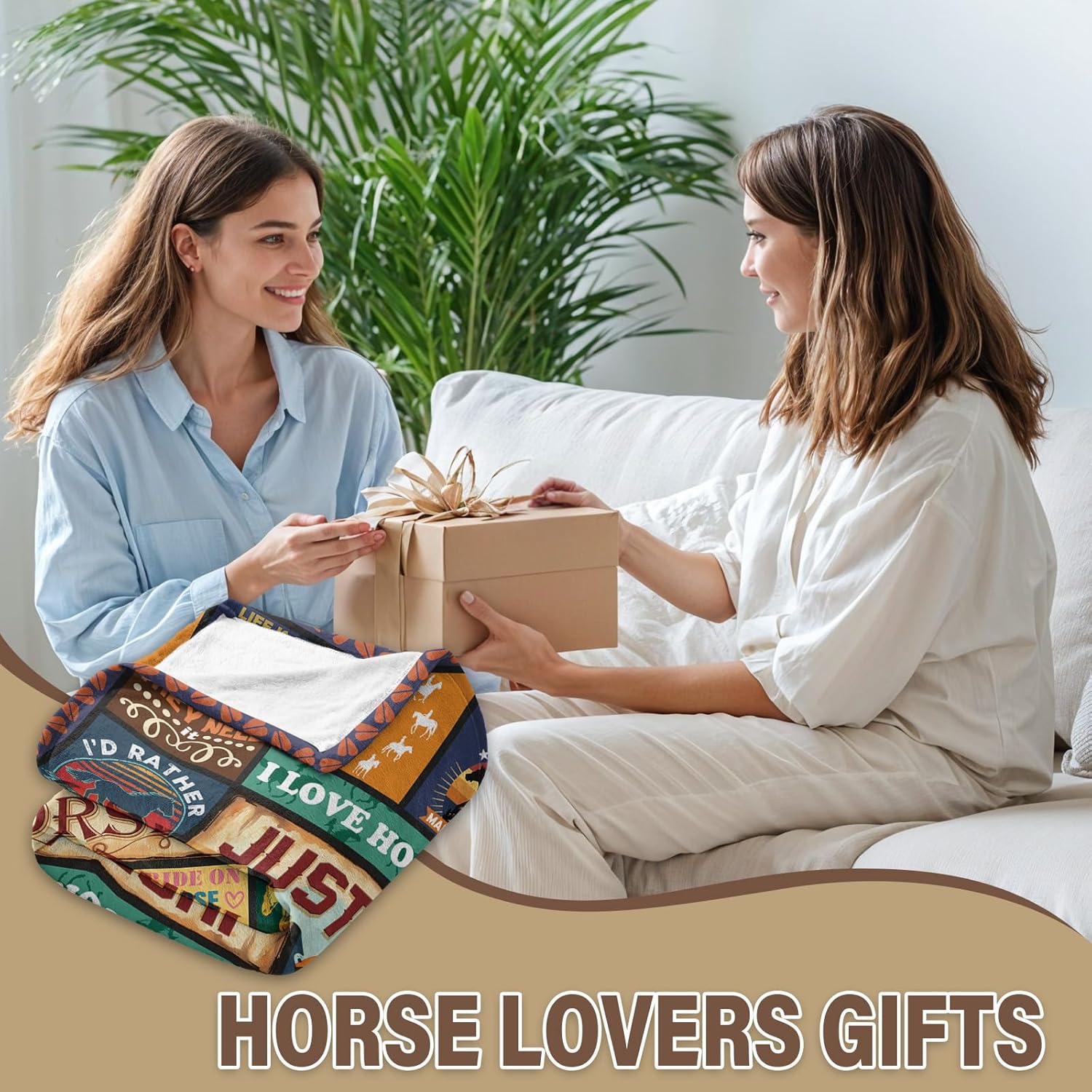 Horse Gifts for Women, Horse Blanket for Girls, Horses Lovers Gifts for Christmas Thanksgiving Birthday, Just A Girl Who Loves Horses Throw Blanket 60" x 50" for Sofa Couch Room - Image 2