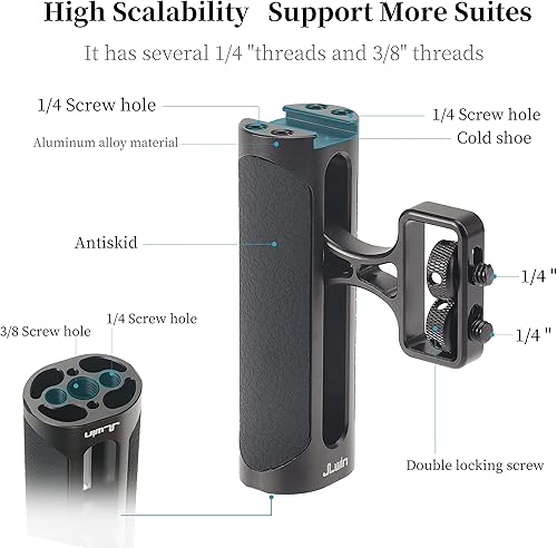 Miniatura 3 de Hersmay Mini empuñadura lateral para cámara con estabilizador de tornillos de 14 "-20 con tornillo de montaje estilo ARRI y soporte de zapata fría