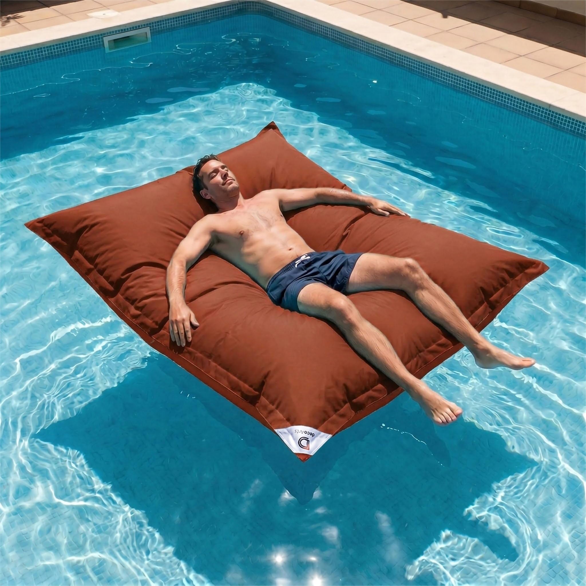 Funda para Puff Gigante Exterior XXL - 140x180 cm - Flotador para Piscina, Anti-UV y desenfundable - Terracota - DÉCO Arts