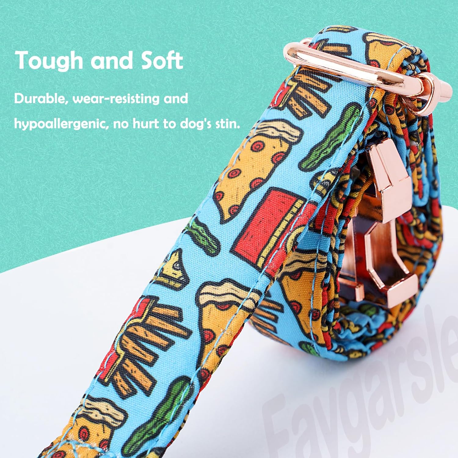 Faygarsle Blue Pizza Pattern Dog Collar for Small Medium Large Dogs Cute Puppy Collars for Female Dogs for Summer Spring Wedding Necklace Girl Dog Collar S image 5