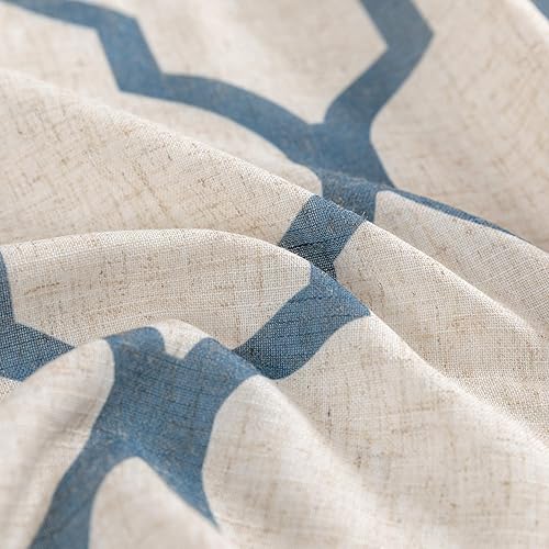 Miniatura 5 de jinchan Cortinas marroquíes con cenefa para cocina, sala de estar, lino con textura de cuadrifolio, cenefa geométrica, celosía, cortinas pequeñas