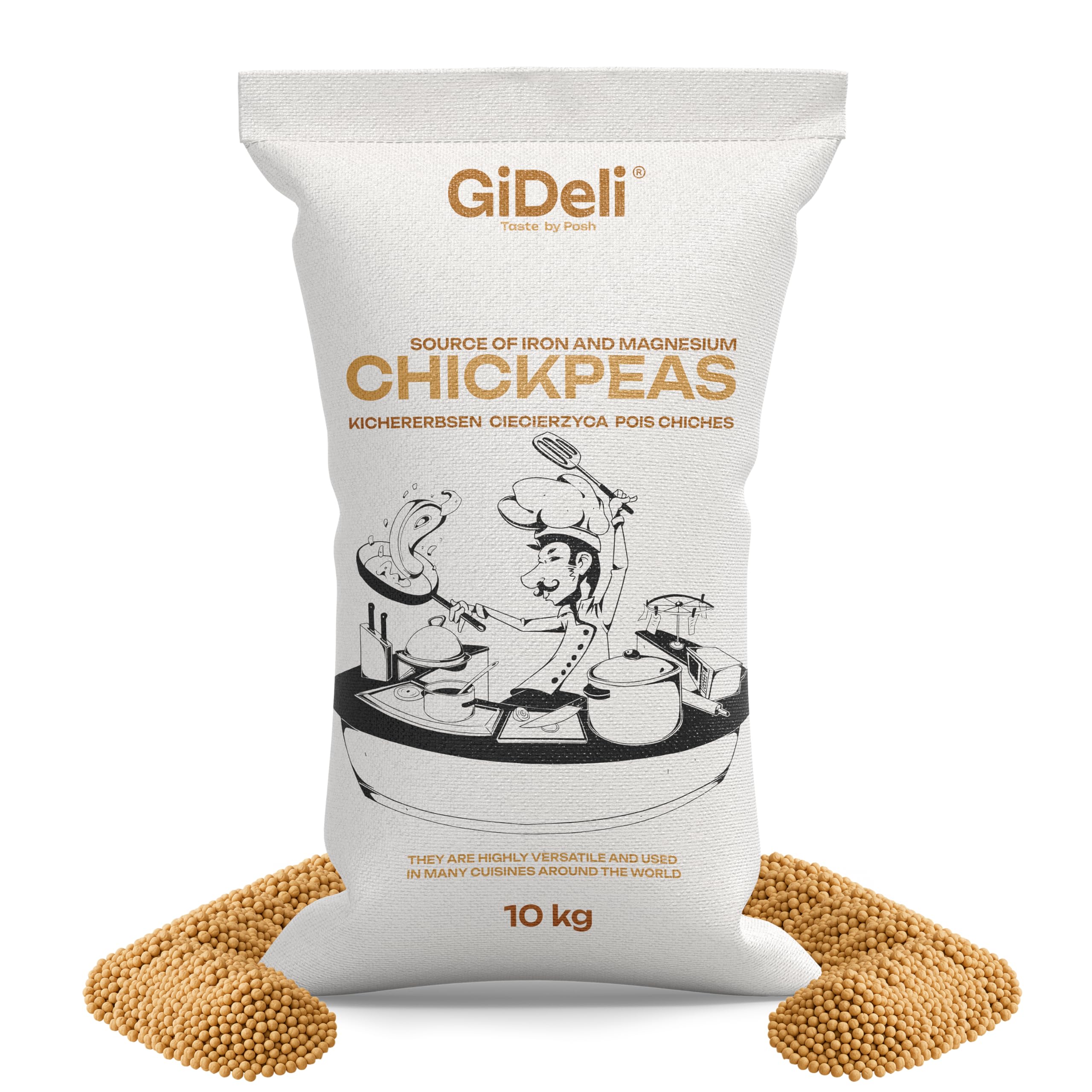 GiDeli Kichererbsen Getrocknet 10 kg - Ungeröstete, ohne Zusätze, Vegan, eiweißquelle - ideal für Hummus, Falafel, Currys - Grosspackung für Gastronomie