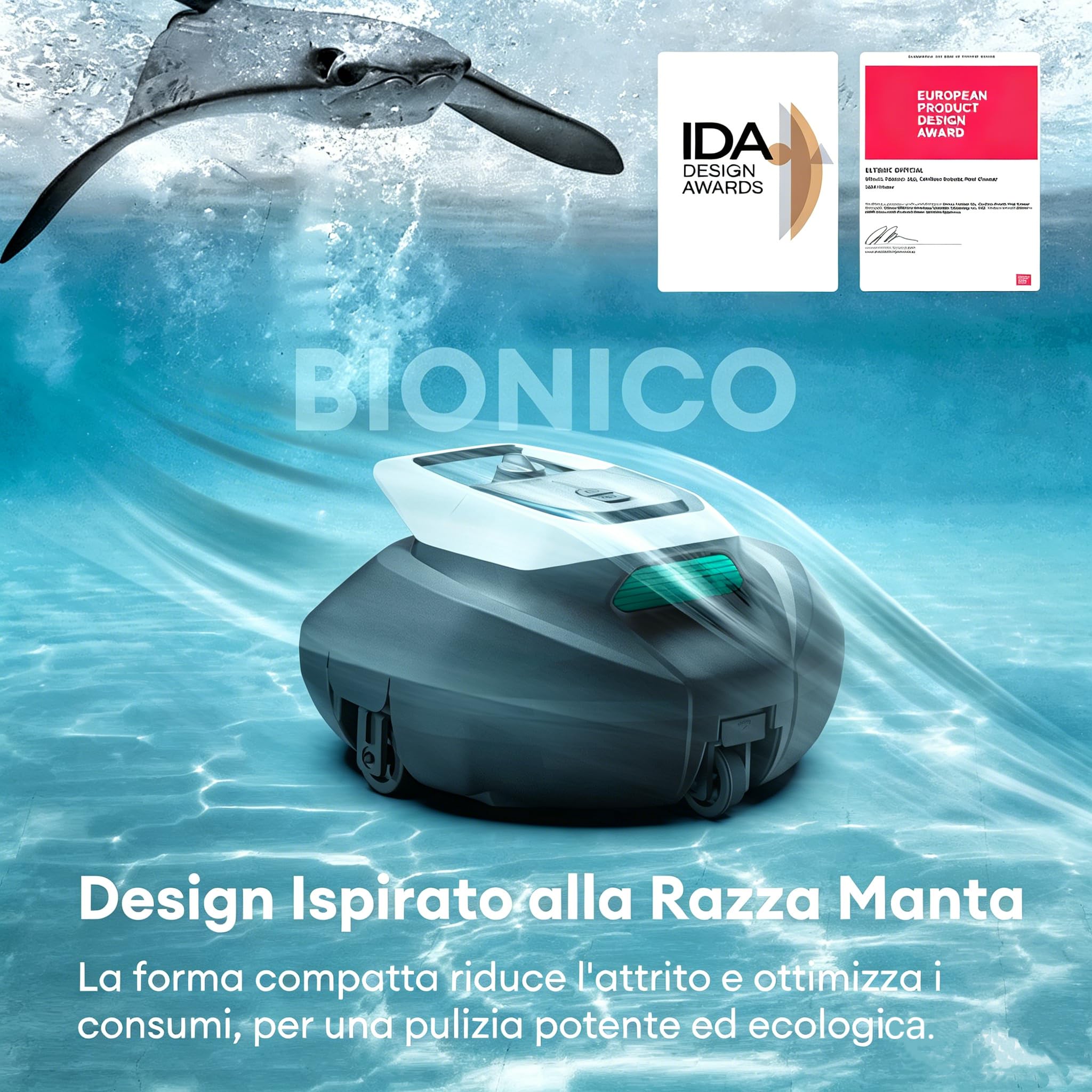 Robot Piscina Pooleco 10s, Robot Pulitore per Piscina Senza Fili 90min, Controllo Via Applicazione e a Distanza, Auto-Parking, per Tutte Le Superfici di Piscine Fuori Terra e Interrate Fino a 80㎡
