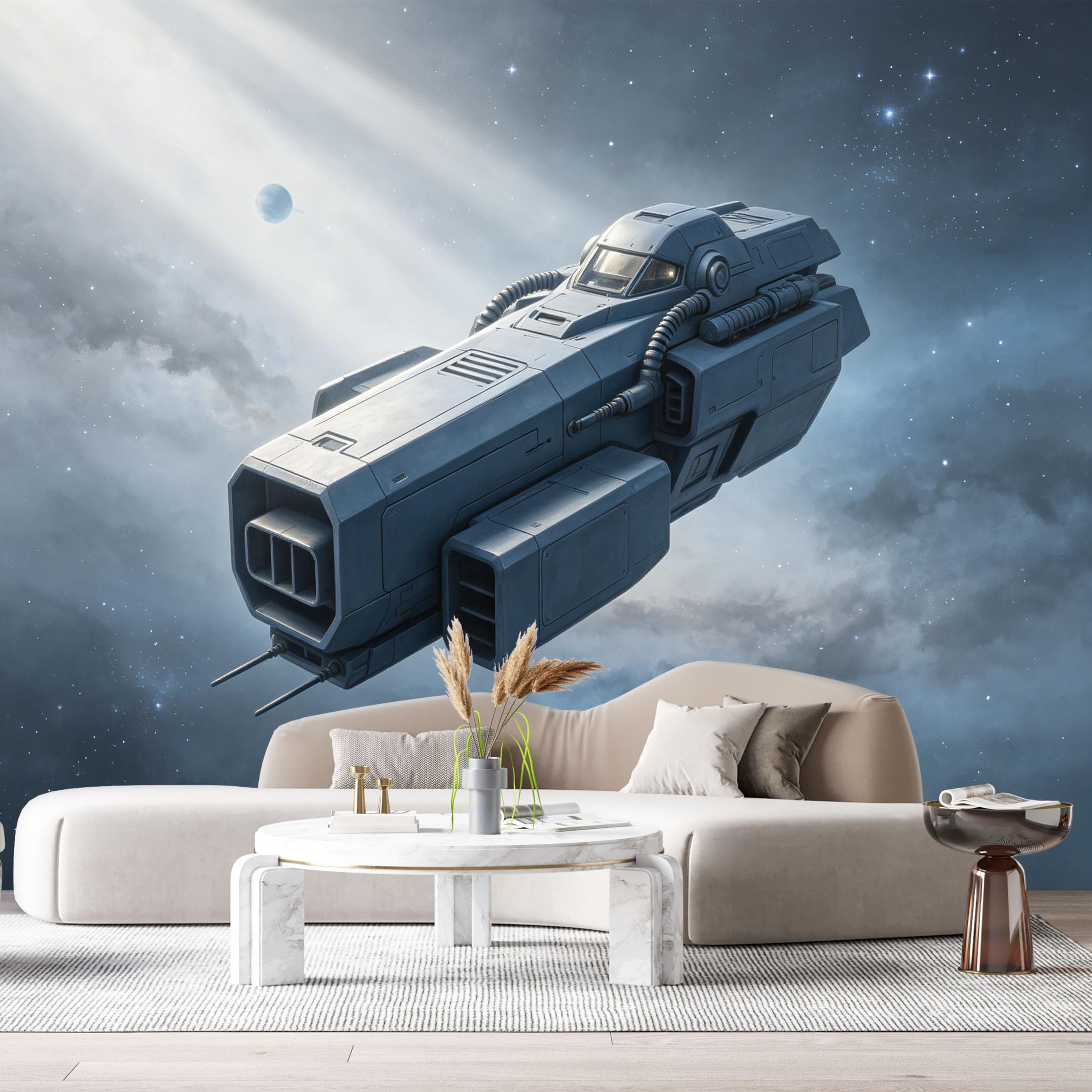 Custom Size Wall Mural Futuristic Spacecraft Spaceship SciFi Starship SelfAdhesive Art Prints Removable Large Wallpaper Boy Bedroom Esports Room Game Room Tenant Room Studio