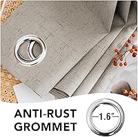 Vista 235 de H.VERSAILTEX Cortinas 100% opacas con aislamiento térmico, texturizadas, de lino, con bloqueo completo de calor y luz, para sala de estar y Negro