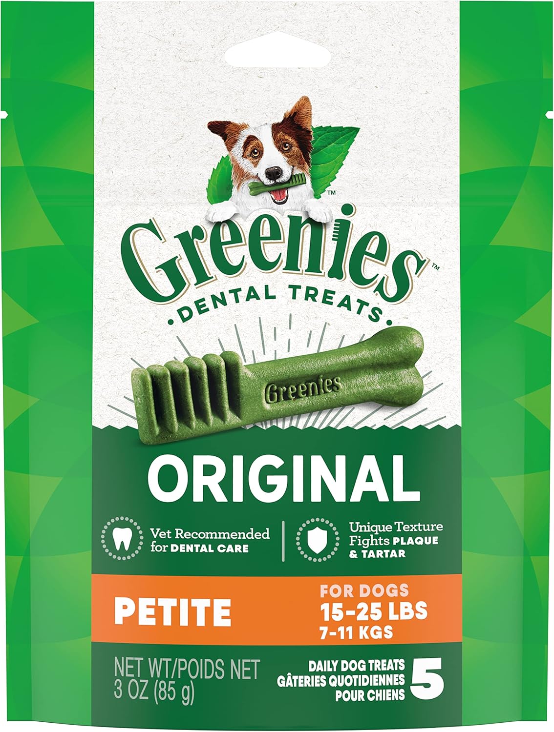 Greenies Original Petite Natural Dental Care Dog Treats, 3 oz. Pouch (5 Treats) (3 oz. Pouch (5 Treats)) Thumbnail