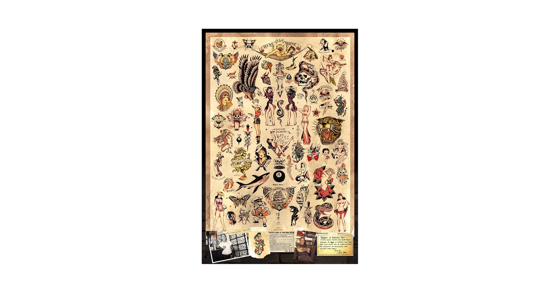 Amazon.com: Sailor Jerry Tattoo Flash (Style A) Poster 24x36