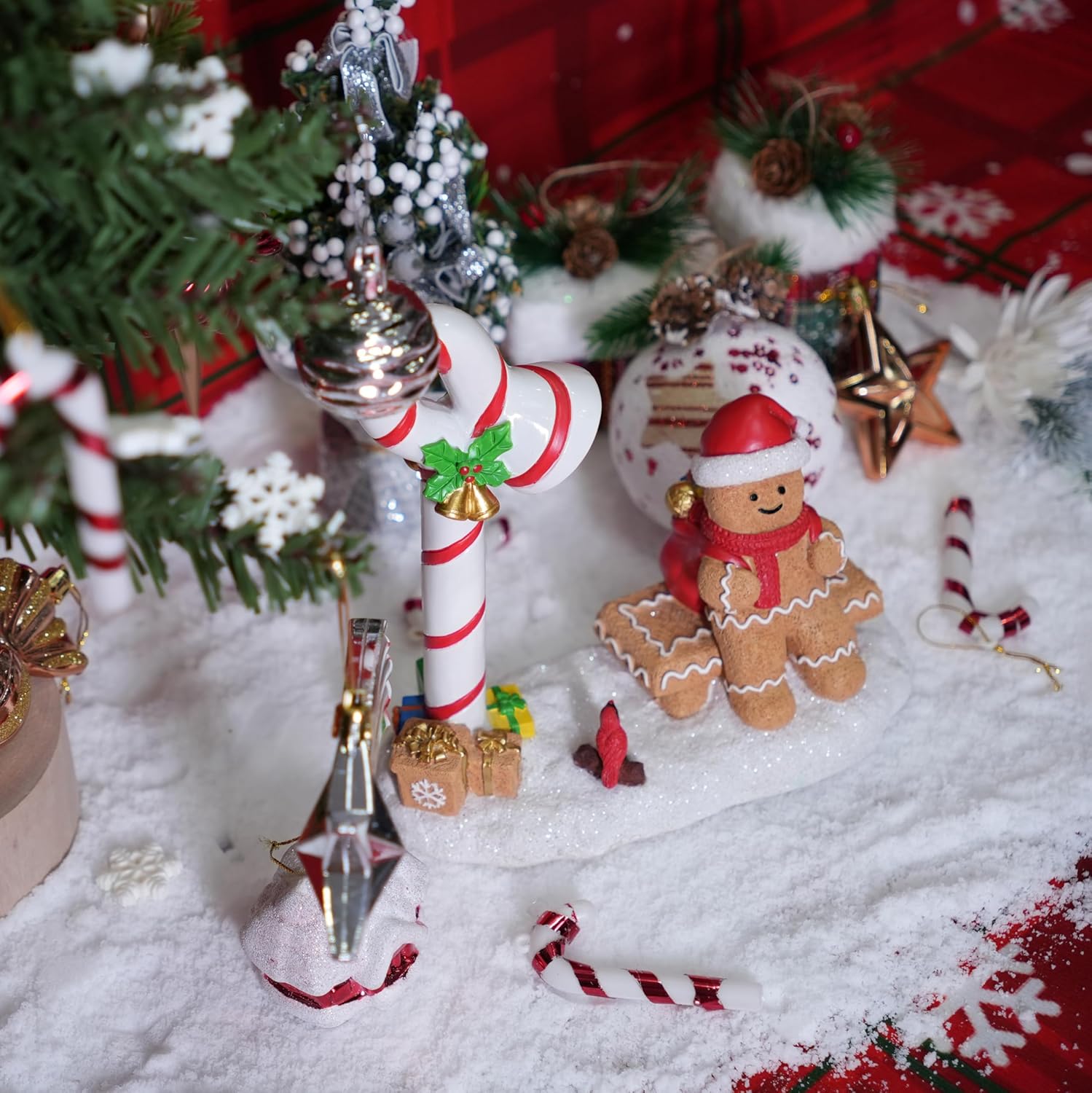 Christmas Gingerbread Man Decorations Indoor Home Decor Christmas Gingerbread Man Figurines Winter for Table Top Centerpiece Fireplace Decor Cute Decoration Gift（GB） - Image 6