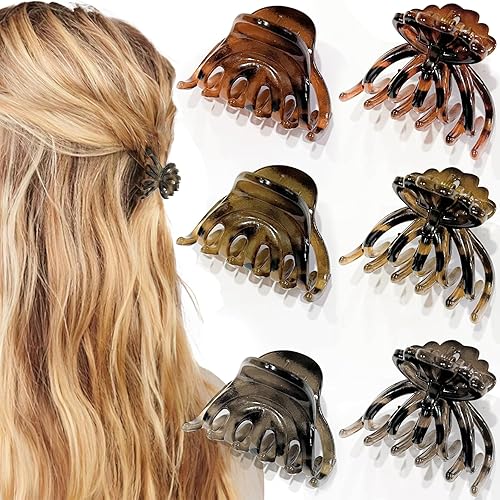 GQLV Pinzas pequeñas para cabello grueso y fino, 6 pinzas para el cabello de 1.69 pulgadas para mujeres, pinzas antideslizantes para garras de