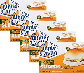 White Castle Jalapeno Cheeseburgers with Grilled Onions on Our Signature Bun - 16g of Protein Per Serving - Ready Set Gourmet Donate a Meal Program - 5 Pack (11oz Each)