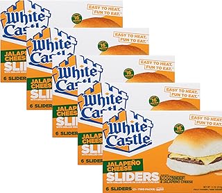 White Castle Jalapeno Cheeseburgers with Grilled Onions on Our Signature Bun - 16g of Protein Per Serving - Ready Set Gourmet Donate a Meal Program - 5 Pack (11oz Each)