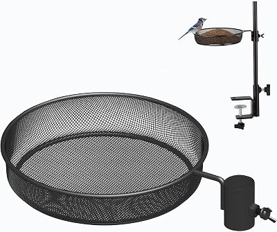 Round Bird Feeders Tray, Wild Birds Seed Feeder Tray,for Pole Stand Iron Mesh Tray Garden Decoration Yard Decor Fit 1 inch Pole Birds Food Catcher