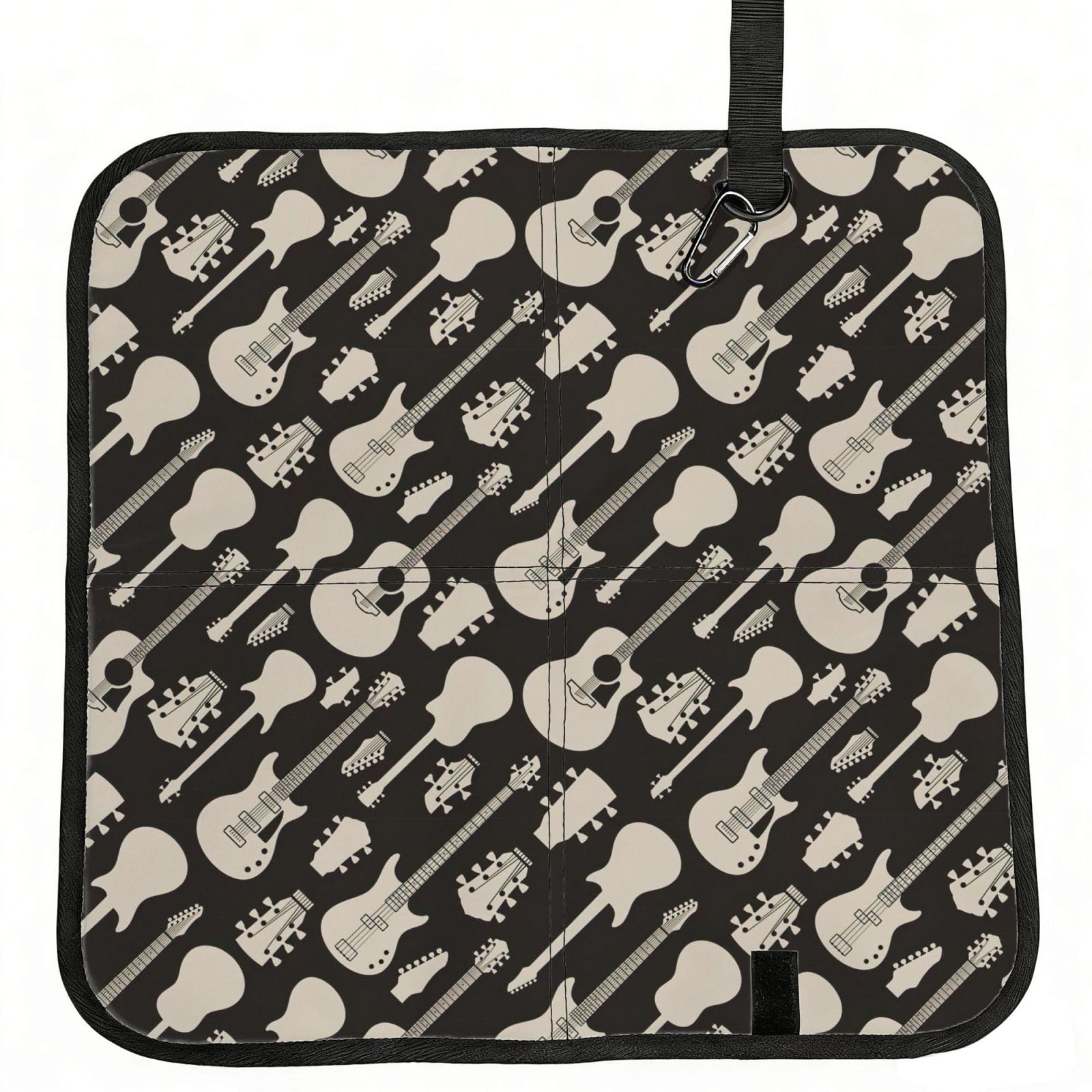 SDEGTHO Guitar Pattern Print Padded Seat Pad Folding Cushion Waterproof Bench Mat Portable Outdoor Rest Mat 15.8"