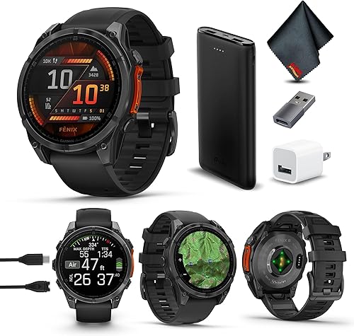 Miniatura 18 de Garmin Fenix 8 47MM AMOLED Zafiro Premium Multisport GPS Smartwatch de Titanio con Banda de Silicona Spark Orange/Grafito, Linterna LED Integrada