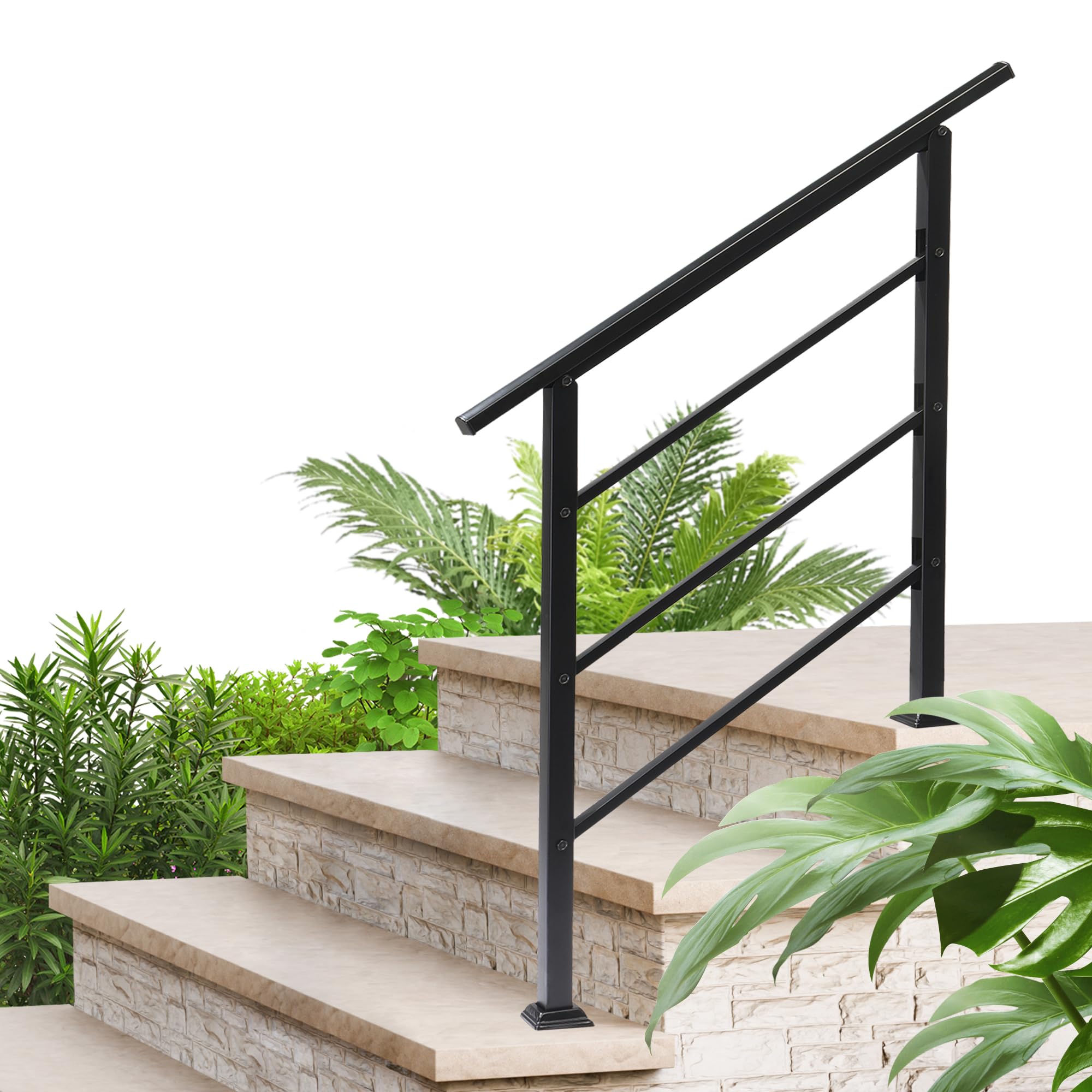 Snapklik.com : 3 Step Handrails For Outdoor Steps, Wrought Iron Stair ...