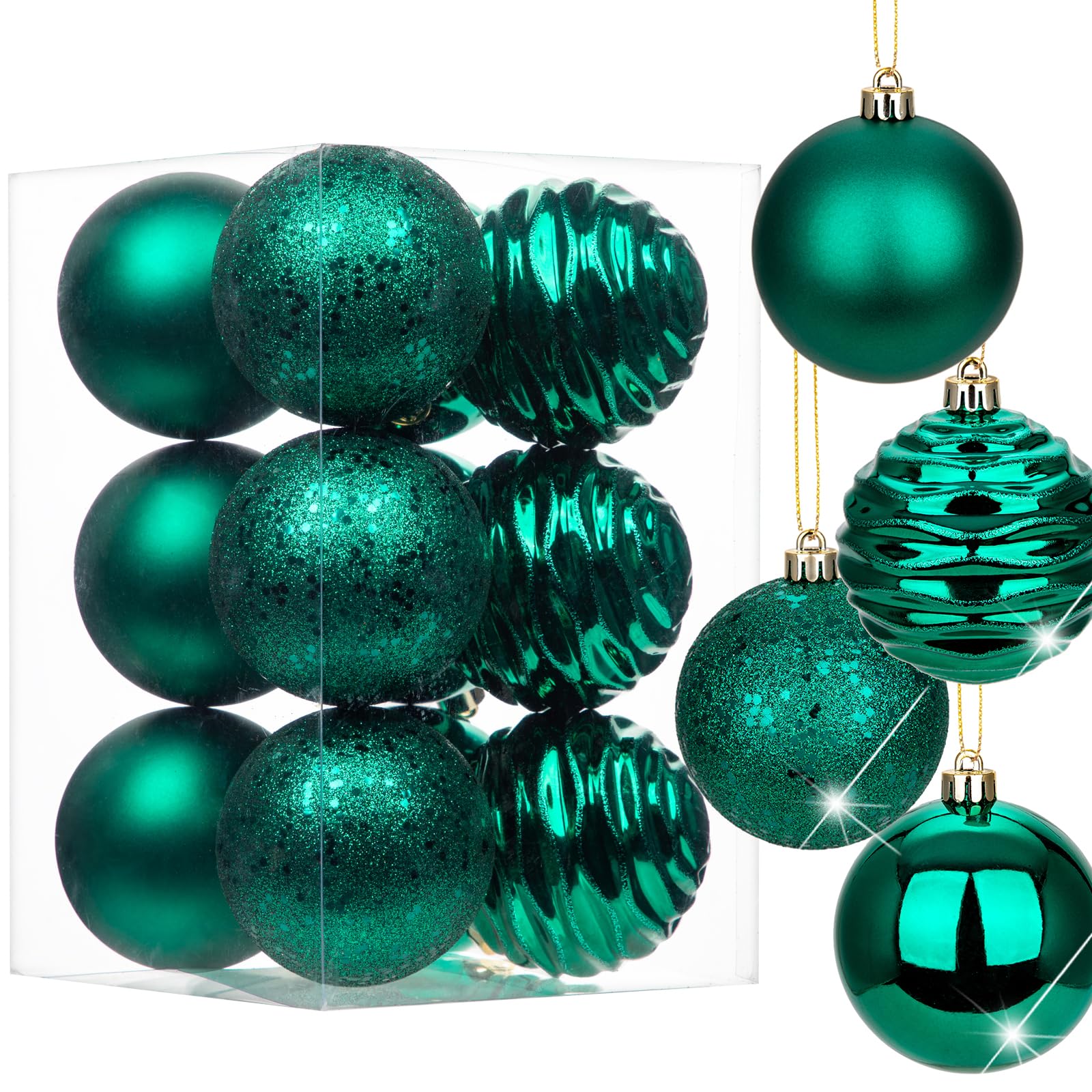 Amazon.com: 3.15" Emerald Green Christmas Ornaments for Christmas Tree ...