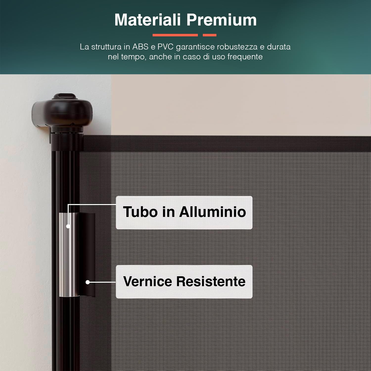 Cancello di Sicurezza per Bambini e Animali Estendibile - Cancelletto Ideale per Scale e Porte, Meccanismo di Blocco Facile, Montaggio a Vite, in ABS e PVC, 130x88 cm, Nero