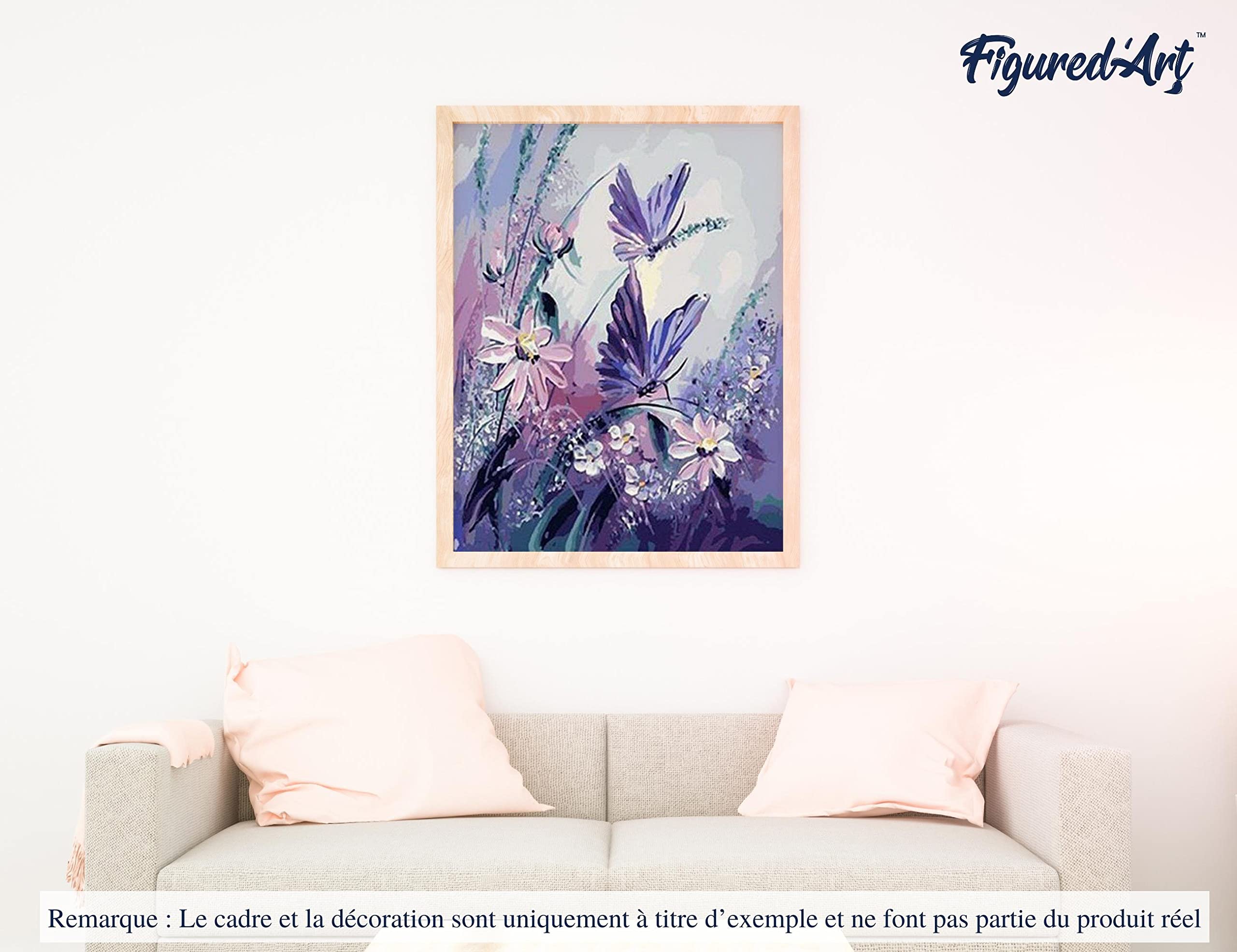 Figured'Art Peinture par Numéro Adulte Féé dorée - Activité Manuelle Kit de Loisir Créatif DIY Numéro d'Art Complet - 40x50cm avec châssis en bois à