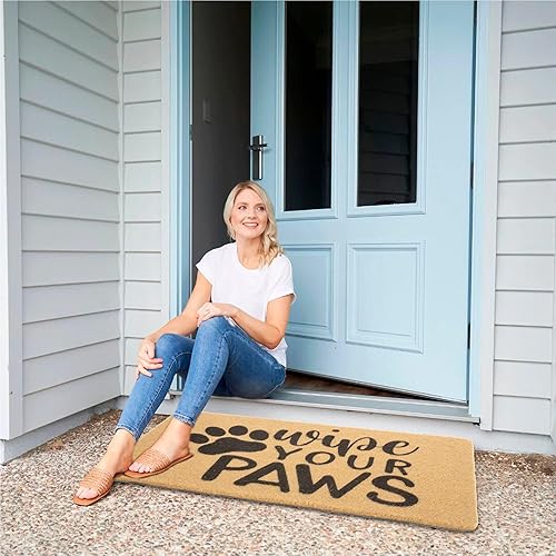 Miniatura 2 de Wipe Your Paws - Felpudo de bienvenida para interiores y exteriores, tapete antideslizante de fibra de coco para los amantes de los perros, nuevo