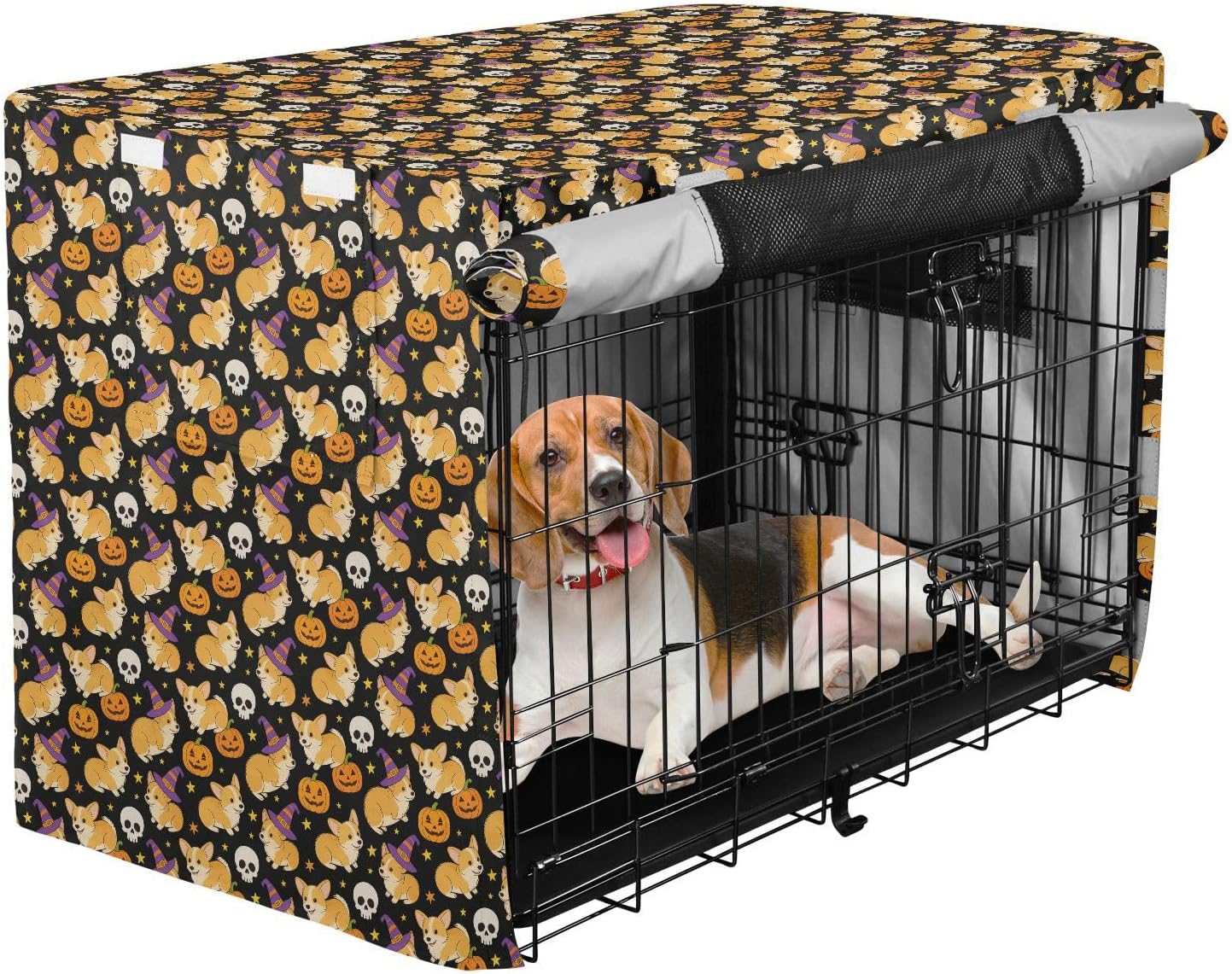 Dog Halloween Cover for Dog Crate Puppy Wire Cage Covers Dog Crate Curtains 42 Inch