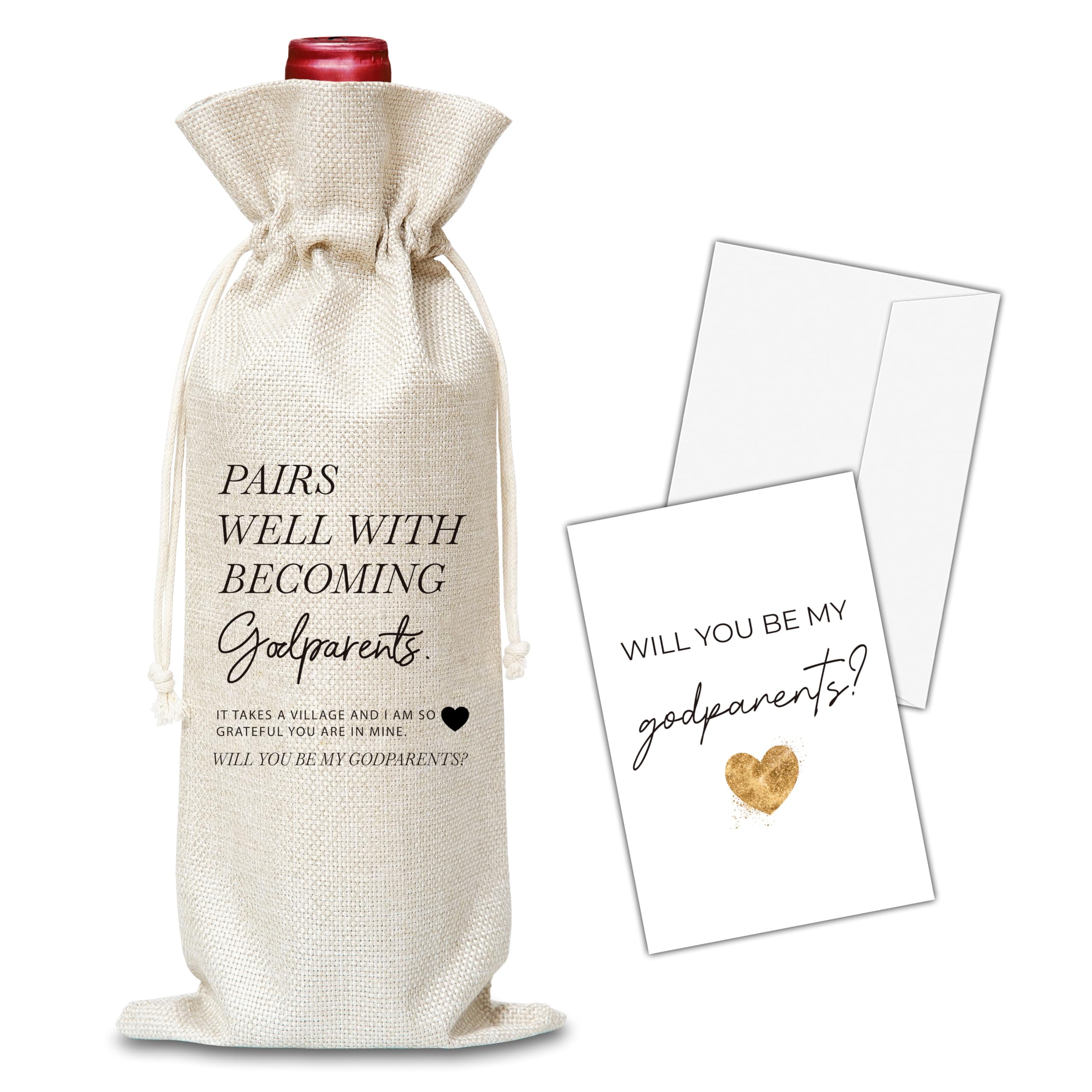 OICPYD Godparents Proposal Gifts, Godparents Wine Bag, Will You Be My Godparents Gifts, God Parents's Proposal Gifts, Baptism Decorations, 1 Pc Wine Bag With Greeting Card (G23)