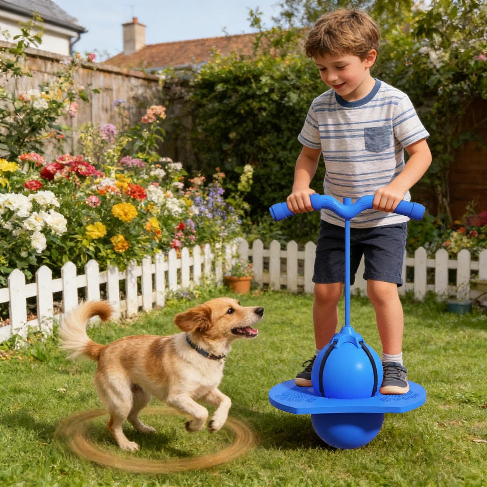 Pelota de salto con mango – Juguete con bomba de aire, para niñas, adultos para entrenamiento de saltar y equilibrio, para interior y exterior