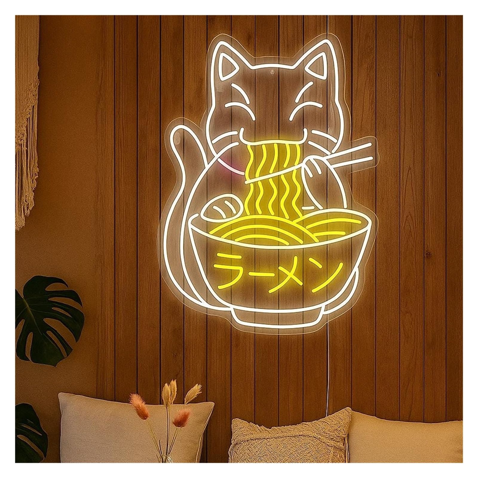 Shouxi C Sign Lamp Ramen At Neon Sign, Suitable For Kitchen, Bar Wall Decor With Dimmable 55Cm