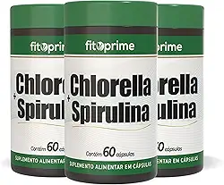 Kit 3x Chlorella + Spirulina 60 Cápsulas Fitoprime