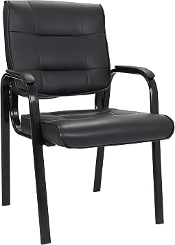 ZenStyle Office Leather Guest Chairs, Office Reception Chairs Executive Side Chair with Bonded Leather and Black Metal Frame for Waiting Room, Conference