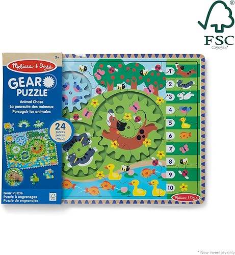 Miniatura 3 de Melissa & Doug Rompecabezas de madera de persecución de animales - Rompecabezas de madera de 24 piezas para niños pequeños y preescolares, para