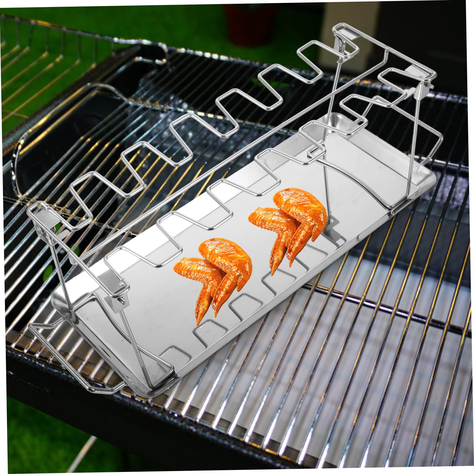 Set di Forchette per Barbecue da 2 Pezzi in Acciaio Inox | Struttura Pieghevole, Colore Argento, per Campeggio e Festa in Giardino
