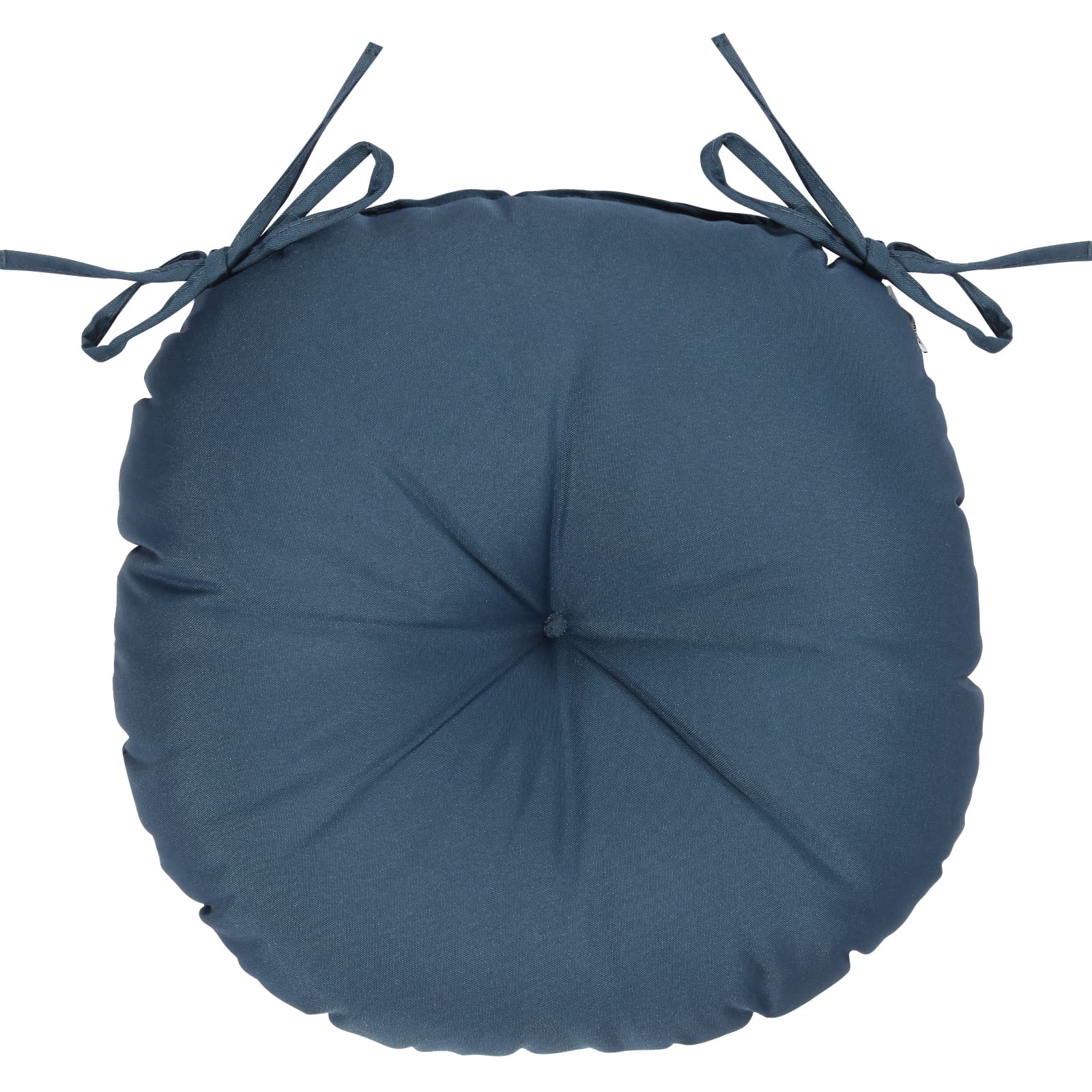 GUEGLSA Lot De 2 Coussins Ronds Touffetés Pour Extérieur, 45,7 Cm X 45,7 X 7,6 Cm, Imperméables Avec Attaches Pour Terrasse, Jardin, Repose-pieds, Chaise Papasan, Bleu