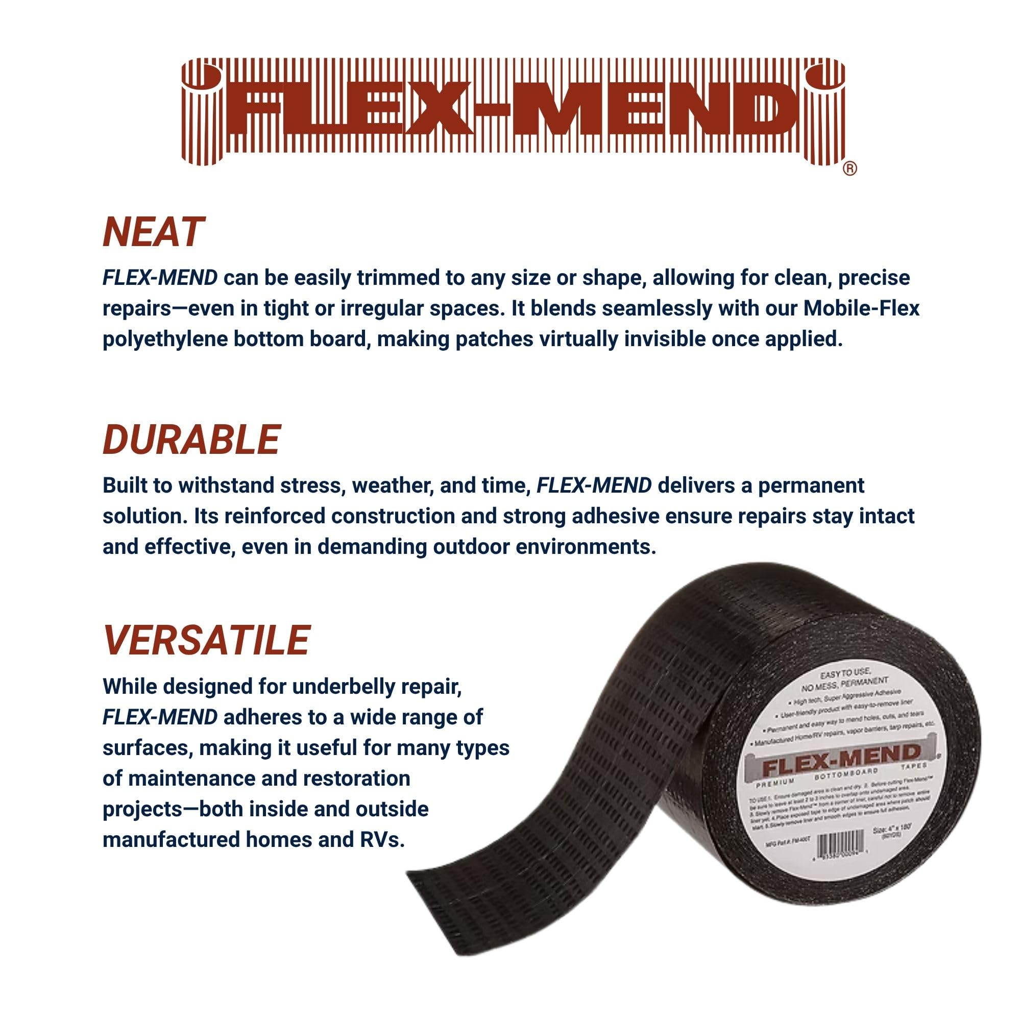 Amazon.co.jp: Flex Mend ベリーボトム 修理テープ 4インチ x 108