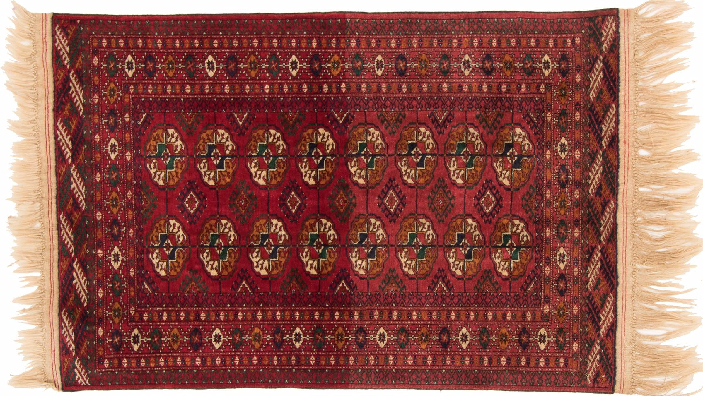 Tapis Kaukasus Buchara tissé main beige motif géométrique 80x120