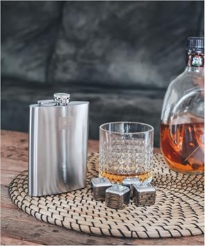VacuVin Hip Flask & Funnel Brushed Steel