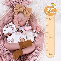 Vista 6 de Aori Muñecas de Bebé Reborn Realistas de la Vida Real Muñecas de Bebé de 20'' Bebé Recién Nacido Durmiendo Niña con Ropa de Muñeca Arcoíris