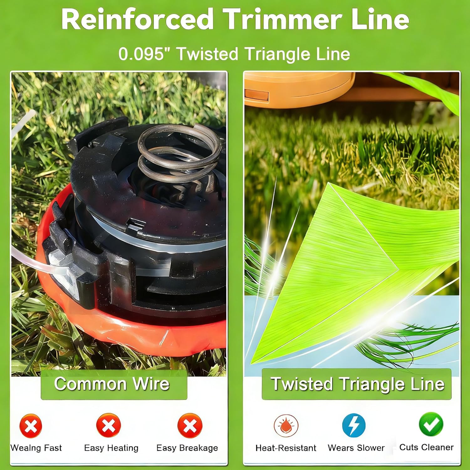 Weed Eater Head,Universal String Trimmer Head Replacement Weed Wacker Head for STIHL FS,Husqvarna 300/500,Echo SRM,DEWALT Troy-Bilt Includes Adapter Kit 12 pcs 0.65 FT-0.095" Trimmer Line (Orange)