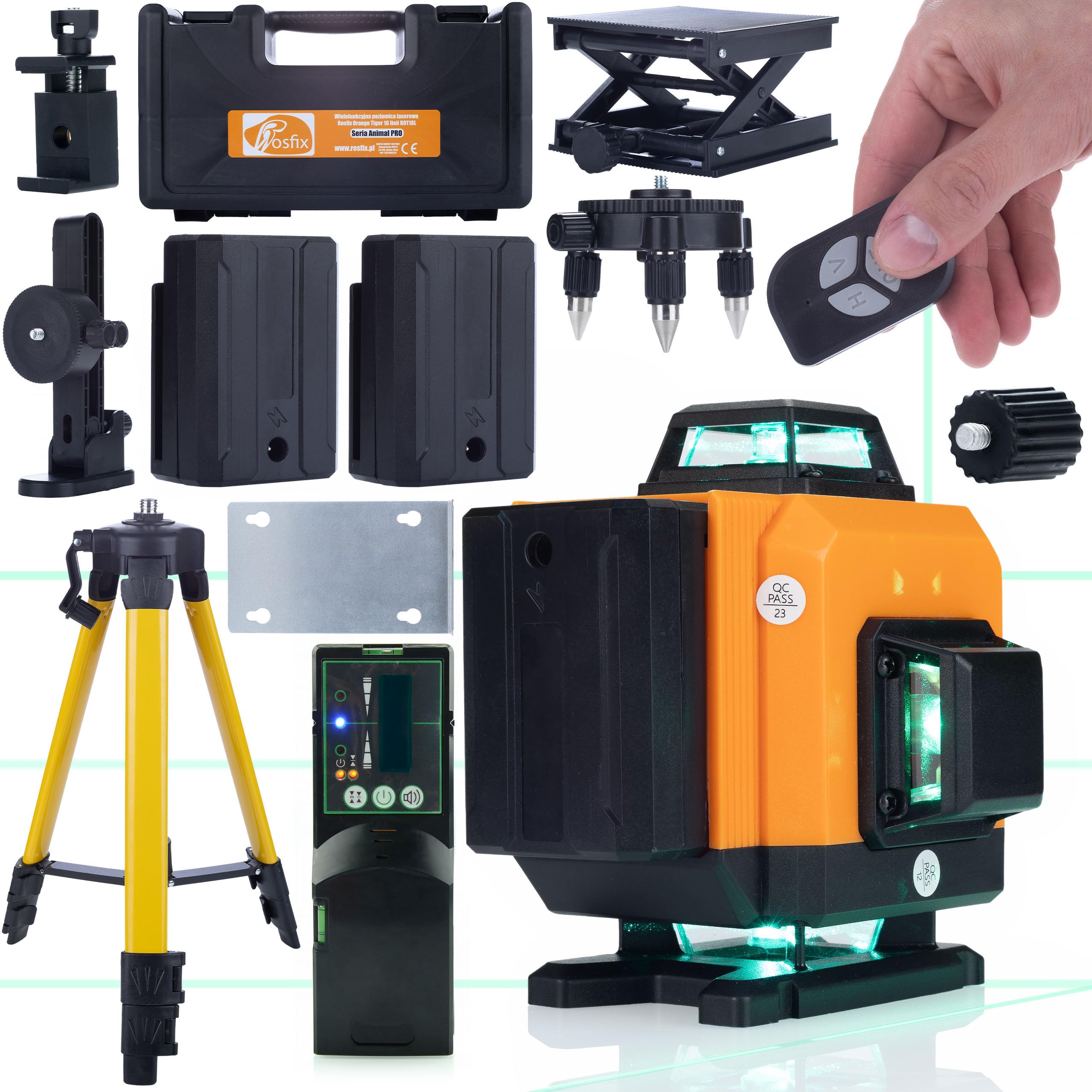 ZESTAW LASER KRZYŻOWY POZIOMICA 360 16L 2AKU WALIZKA STATYW DEKETOR WIĄZKI