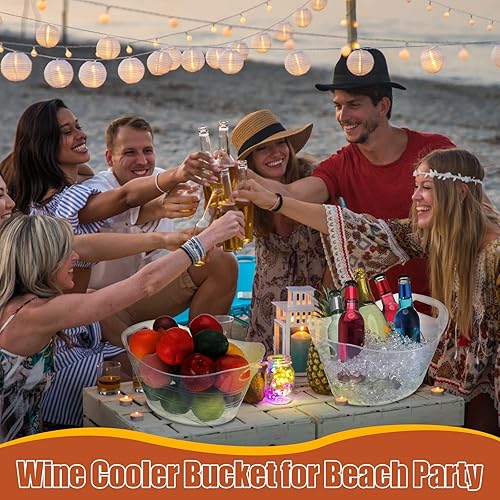 Miniatura 5 de Norme 48 piezas de tina ovalada de almacenamiento con asas, cubo de hielo transparente de plástico transparente de 4.5 L, botella de vino, cerveza y