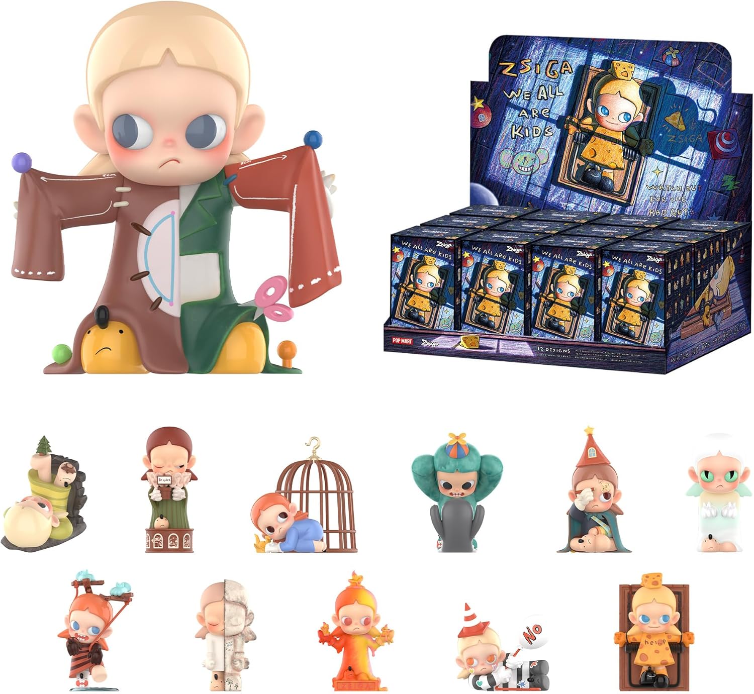 POP MART Zsiga We All are Kids Series Figures, 12PCs Zsiga Blind Box Figures, Random Design Action Figures Collectible Toys Home Decorations, Holiday Birthday Gifts, Whole Set